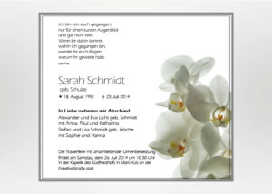 Weiße Orchidee - Traueranzeige Motiv B-15